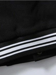 Manfinity Campus Court Nam Áo khoác Đại học Chi tiết bản Patch thư Khối màu Lót nhiệt - màu đen - Xem 5