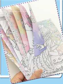 1 pezzo Libro da colorare grafico casuale a cartoni animati, Festa della Mamma, Regalo per la mamma, Ritorno a scuola, Forniture scolastiche