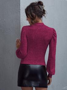 SHEIN Clasi Áo thun nữ màu trơn Thanh lịch - Màu Hoa hồng đỏ - Xem 2