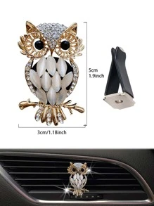 Rhinestone trang trí con cú thiết kế cửa thoát khí xe clip - trắng - Xem 3