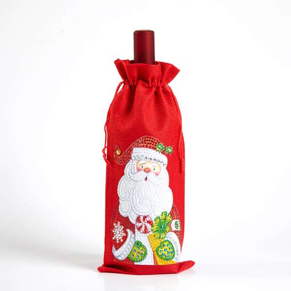 

1pc Wine Bottle Cover With Christmas DIY Diamond Sticker, Multicolor