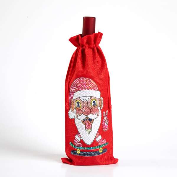 

1pc Wine Bottle Cover With Christmas DIY Diamond Sticker, Multicolor