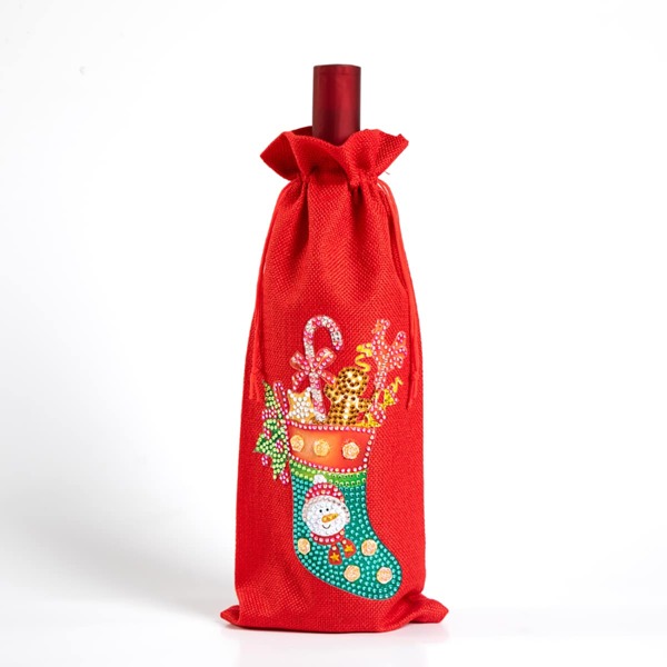 

1pc Wine Bottle Cover With Christmas DIY Diamond Sticker, Multicolor
