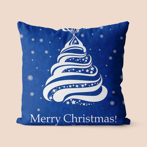 

Christmas Tree Print Cushion Cover Without Filler, Multicolor