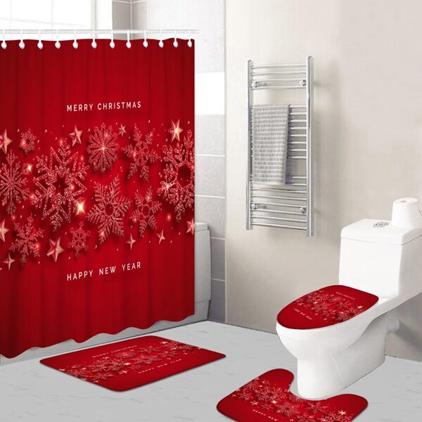 

1pc Christmas Snowflake Print Bath Rug Or 1pc Shower Curtain, Multicolor