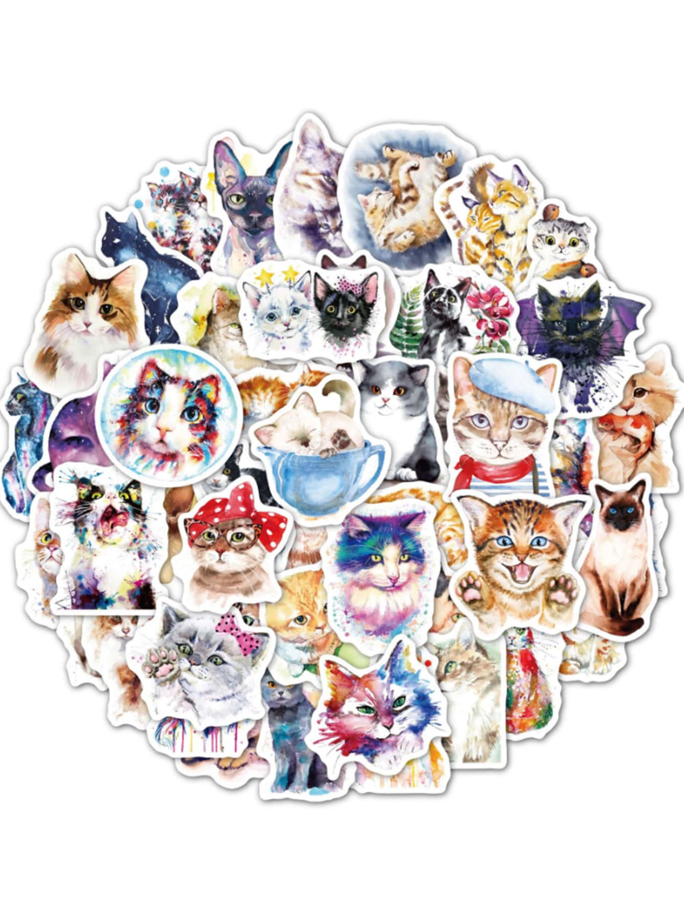 50入組動物印花貼紙 - 彩色 - 查看 1