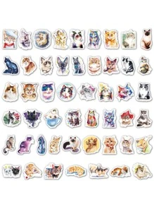 50入組動物印花貼紙 - 彩色 - 查看 3