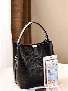 Yogodlns 大容量、轻便、便携、时尚迷你鳄鱼压纹顶部手柄水桶包鳄鱼压纹水桶包，人造皮革单肩包女士斜挎包，母亲节礼物送给妈妈，适合女孩、女士、大学生、新秀和白领，适合秋冬必备，适合通勤、大学，适合秋冬女士钱包复古鳄鱼皮水桶包女士鳄鱼纹手提包容量鳄鱼皮单肩斜挎包女士 PU 钱包，商务休闲女包，非常适合办公室、商务和工作