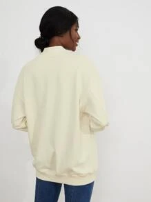 SHEIN Unity Mock Neck Longline Sweatshirt - Beige - View 2