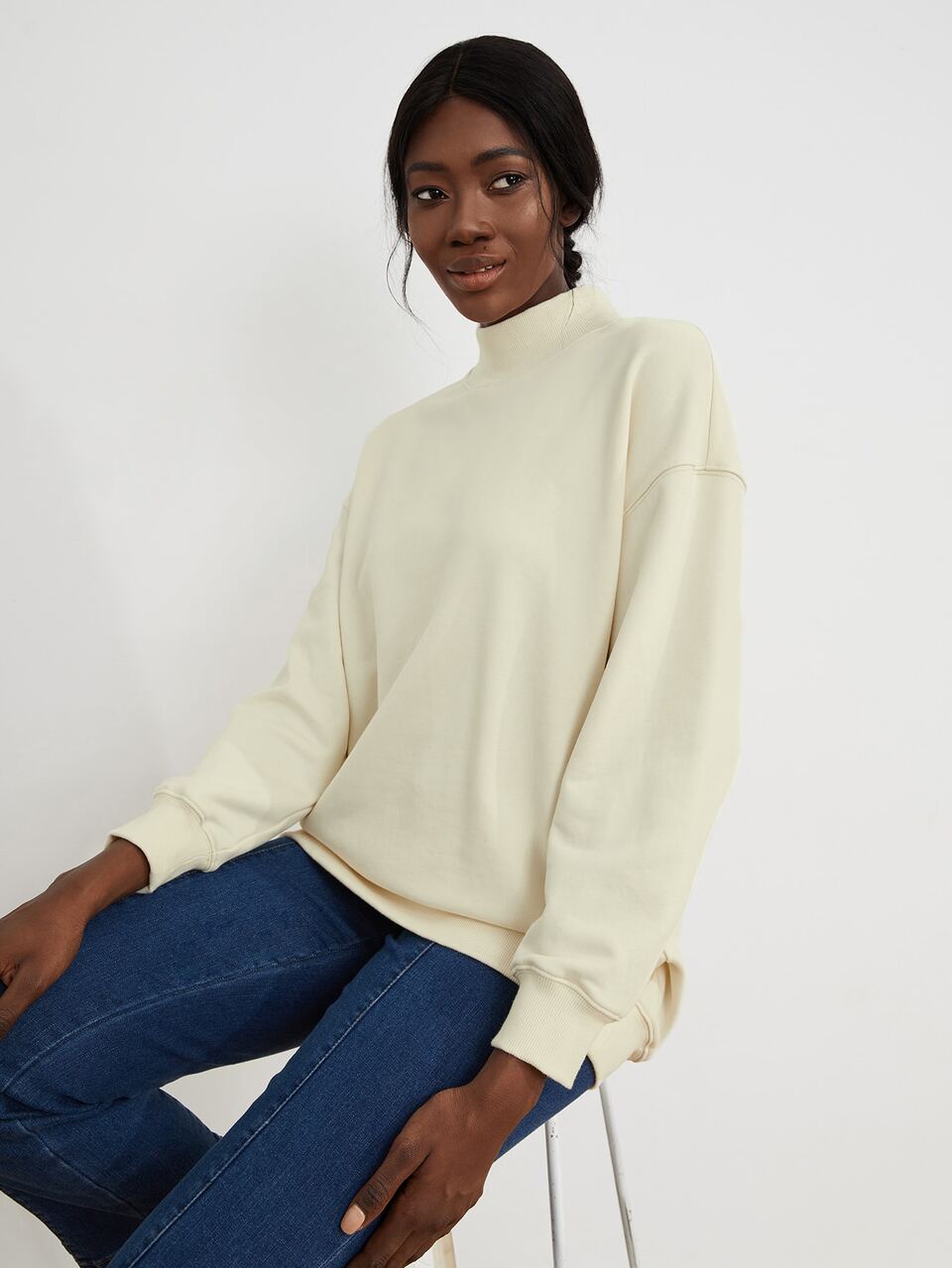 Mock Neck Longline Sweatshirt