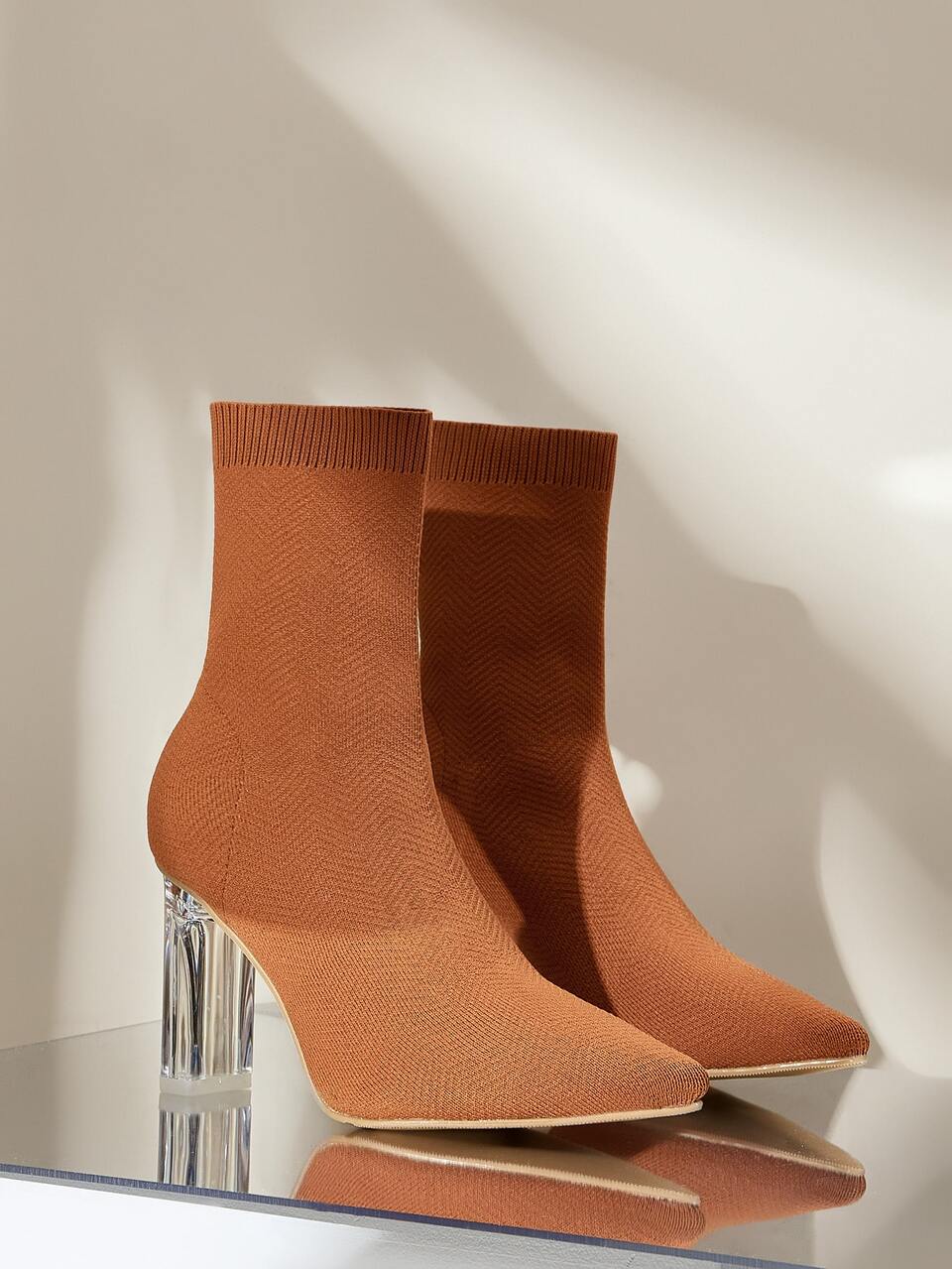 Clear Detail Knit Chunky Sock Boots