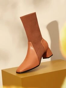 CUCCOO BASICS Giày nữ Chi tiết bảng tối giản Mũi vuông Giày bốt đan màu nâu thanh lịch - màu nâu - Xem 9