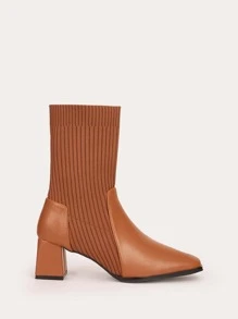 CUCCOO BASICS Giày nữ Chi tiết bảng tối giản Mũi vuông Giày bốt đan màu nâu thanh lịch - màu nâu - Xem 3