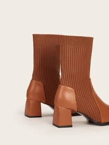 CUCCOO BASICS Giày nữ Chi tiết bảng tối giản Mũi vuông Giày bốt đan màu nâu thanh lịch - màu nâu - Xem 6