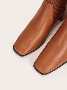 CUCCOO BASICS Giày nữ Chi tiết bảng tối giản Mũi vuông Giày bốt đan màu nâu thanh lịch - màu nâu - Xem 4