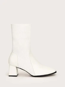 CUCCOO BASICS Minimalist Panel Detail Sock Boots - White - View 2