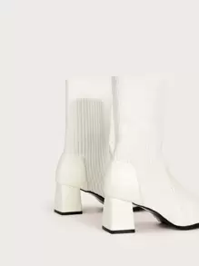 CUCCOO BASICS Minimalist Panel Detail Sock Boots - White - View 5