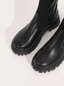 CUCCOO BASICS 女士鞋子简约拼接设计针织黑色过膝袜靴夏季度假鞋夏季促销返校鞋大学生鞋圣诞节和新年假期 - 黑色 - 查看 5