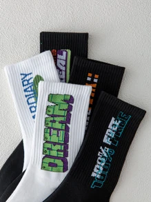 男士5雙字母圖案襪子 - 彩色 - 查看 3