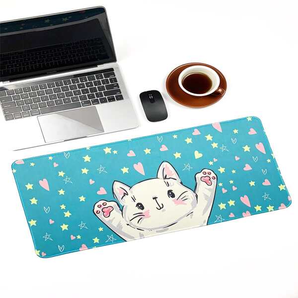 

Cartoon Cat Pattern Mouse Pad, Blue