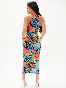 SHEIN SXY 印花吊脖緊身洋裝 - 彩色 - 查看 2