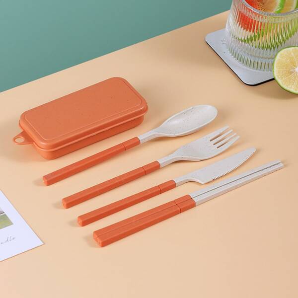 

4pcs Cutlery Set With Box, Multicolor