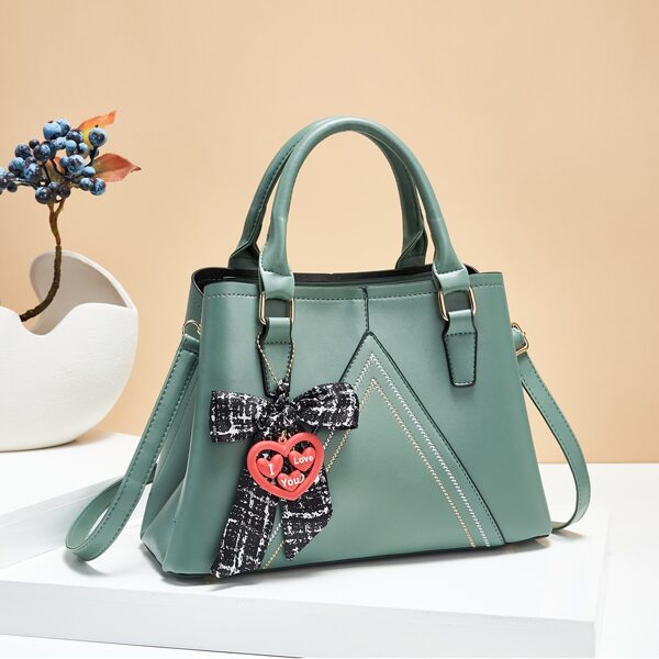 

Stitch Detail Tote Bag With Bag Charm, Green