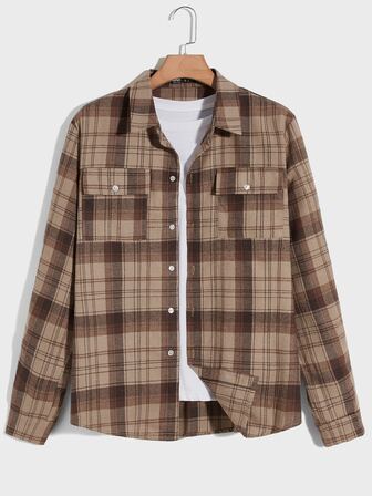 Guys Plaid Button Front Pocket Shirt