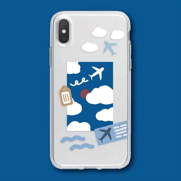 

Cartoon Clouds Clear Phone Case, Multicolor