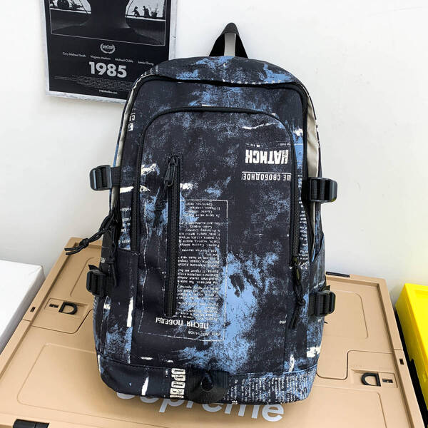 

Letter Graphic Release Buckle Decor Functional Backpack, Multicolor