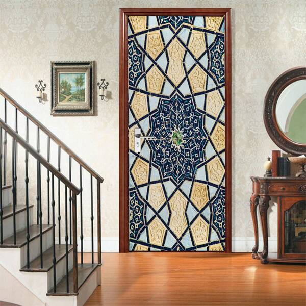

1pc Geometric Pattern Door Sticker, Multicolor