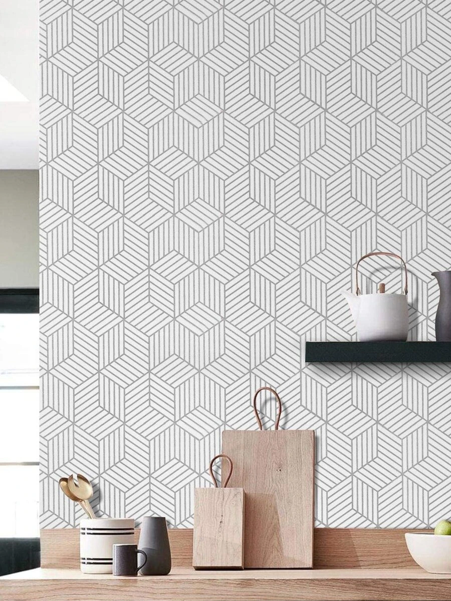 1pc Giấy dán tường hoa văn hình học - Nhiều màu - Xem 1