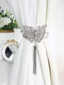 1pc Butterfly Design Curtain Tieback - Silver - View 1