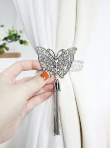 1pc Butterfly Design Curtain Tieback - Silver - View 3