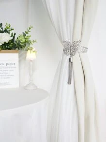1pc Butterfly Design Curtain Tieback - Silver - View 5