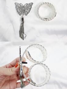 1pc Butterfly Design Curtain Tieback - Silver - View 7