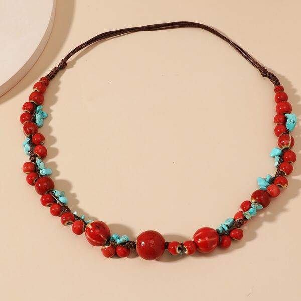 

Bead Decor Necklace, Multicolor