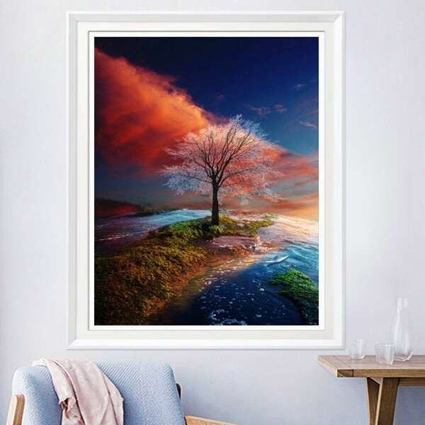 

Landscape Print DIY Diamond Unframed Painting, Multicolor