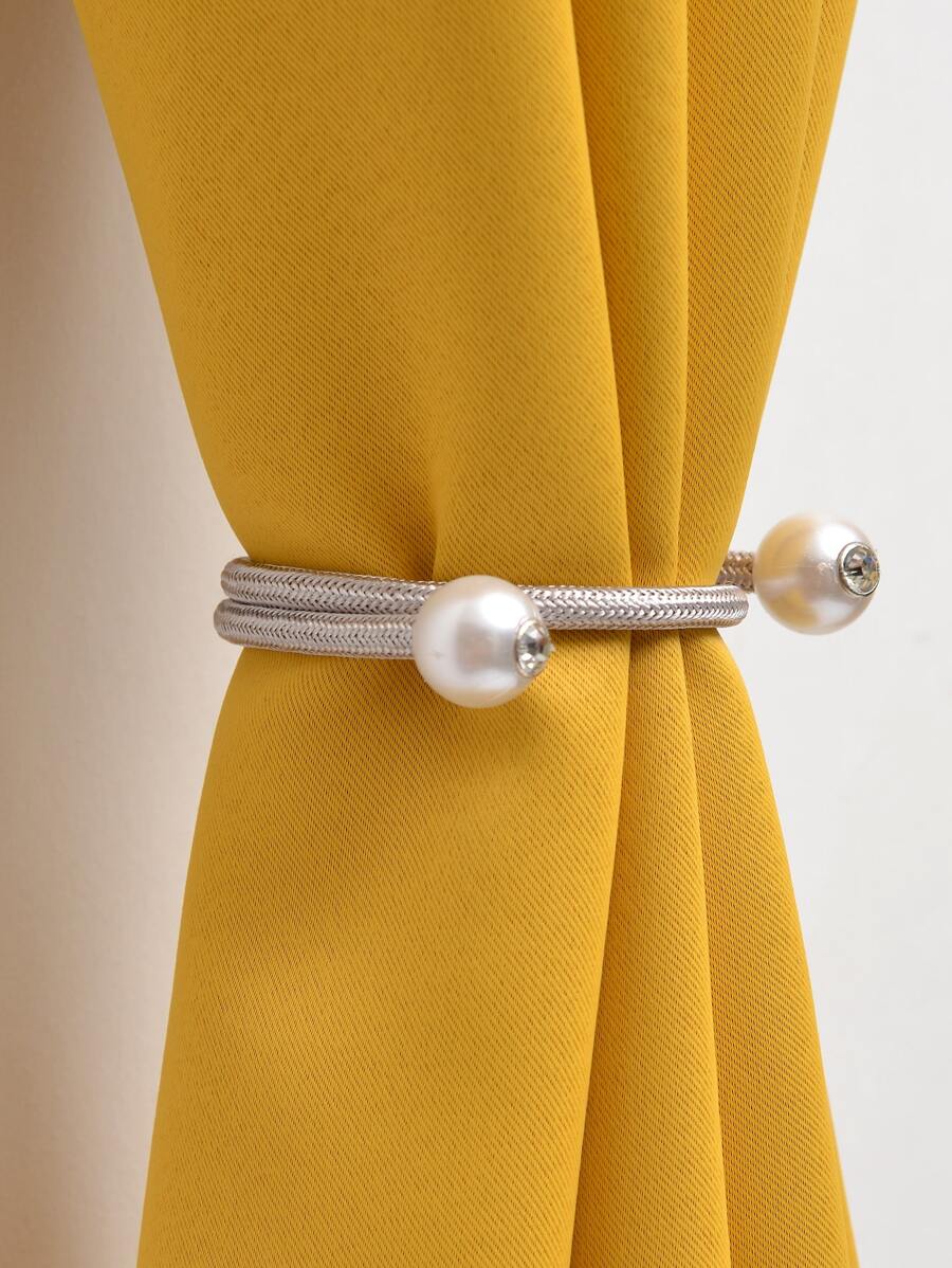 1pc Pearl Decor Plastic Curtain Tieback,Daily White Curtain Strap Tie For Holding Curtain & Drapes,Simple & Elegant Home Decor - Multicolor - View 1