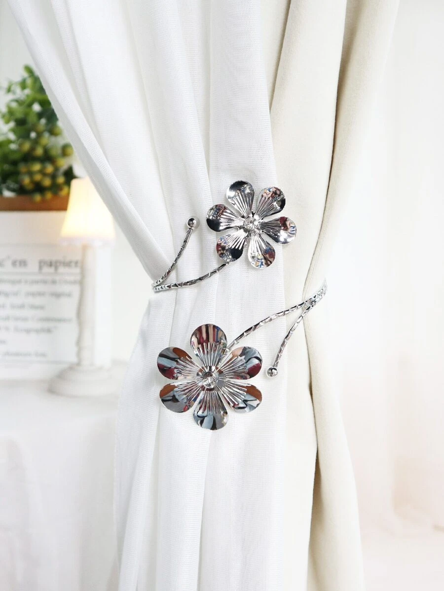 1入組花窗簾掛鉤 - 銀色 - 查看 1