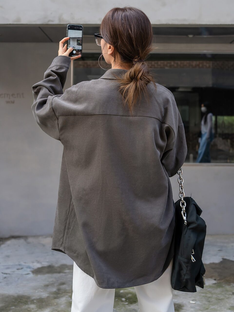 Patched Pocket Drop Shoulder Blouse