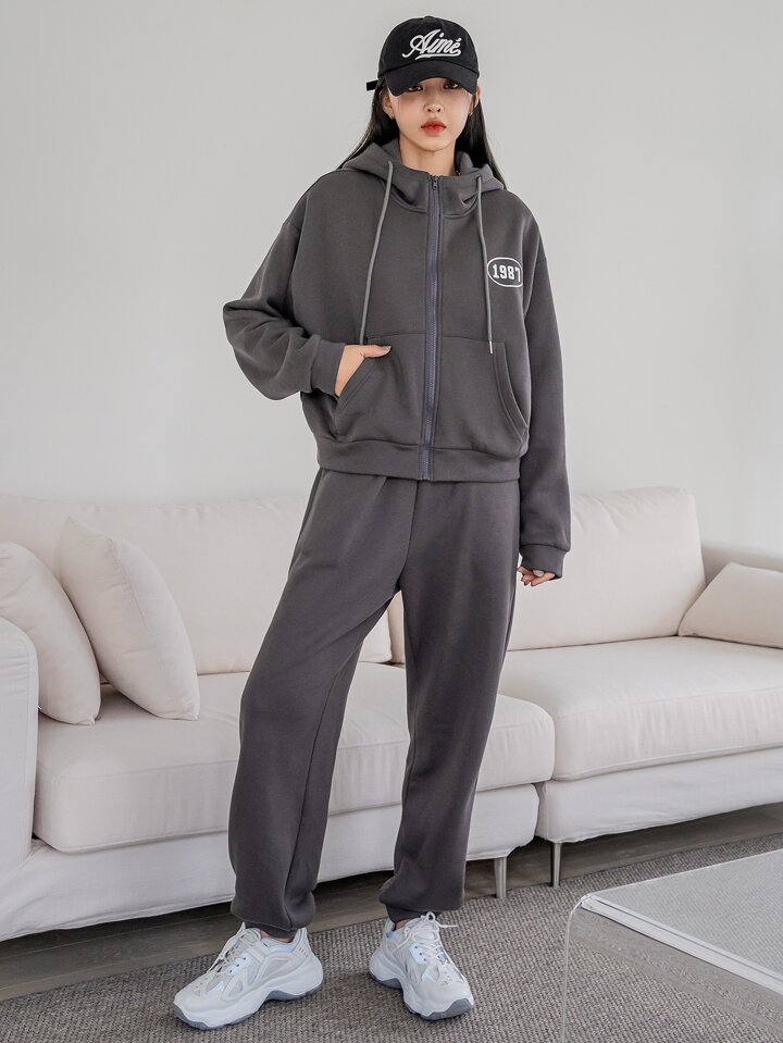 DAZY パーカー 文字グラフィック ドロップショルダー ドローストリング DAZY 文字グラフィック ドロップショルダー ドローストリング