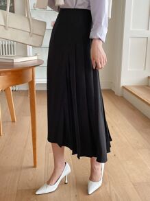 DAZY Cao eo Chân Váy xếp ly - màu đen - Xem 4