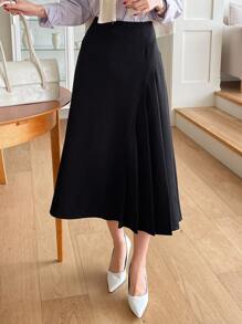 DAZY Cao eo Chân Váy xếp ly - màu đen - Xem 5