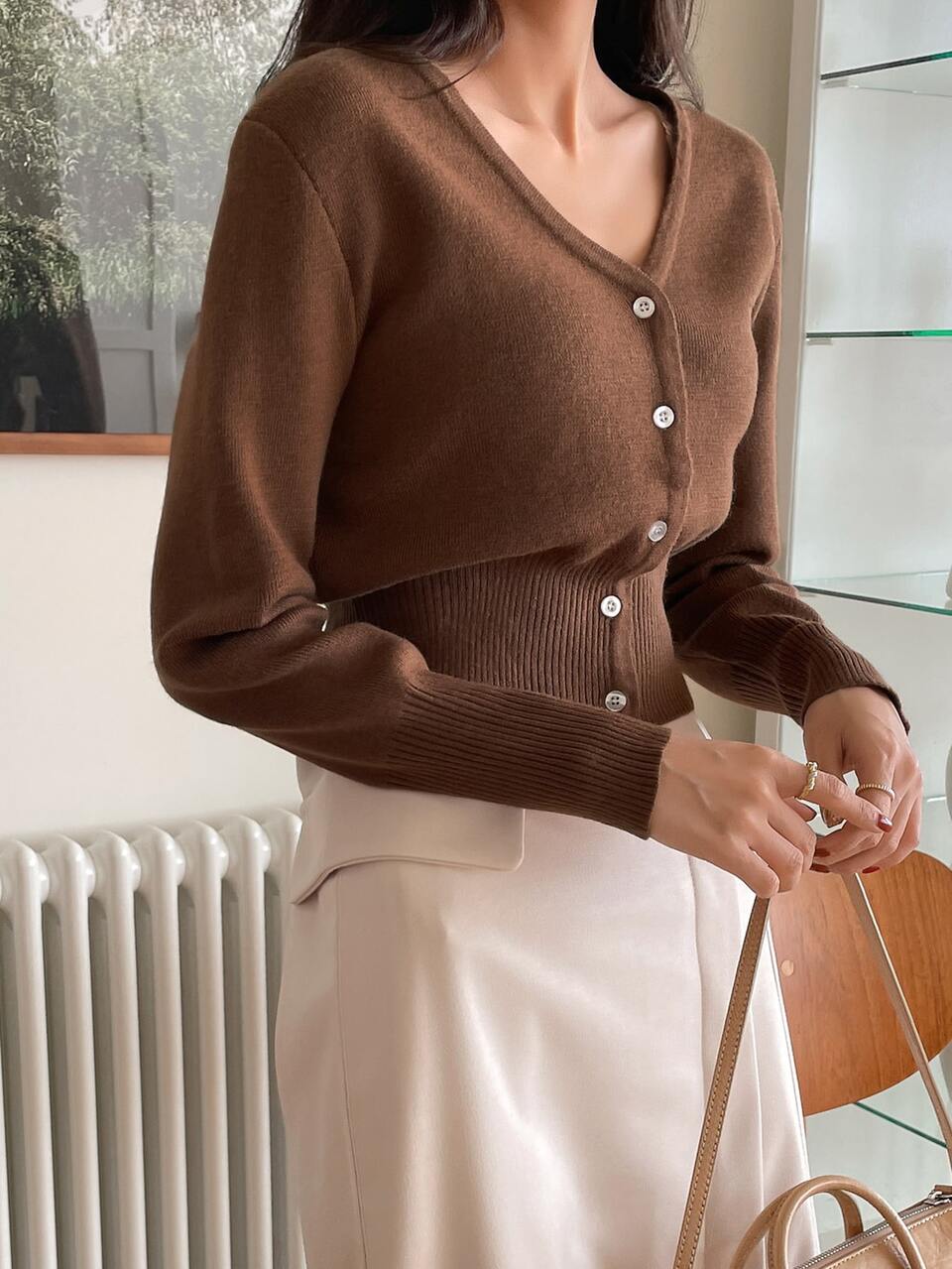 Drop Shoulder Ribbed Knit Cardigan,Fall Clothes Jacket