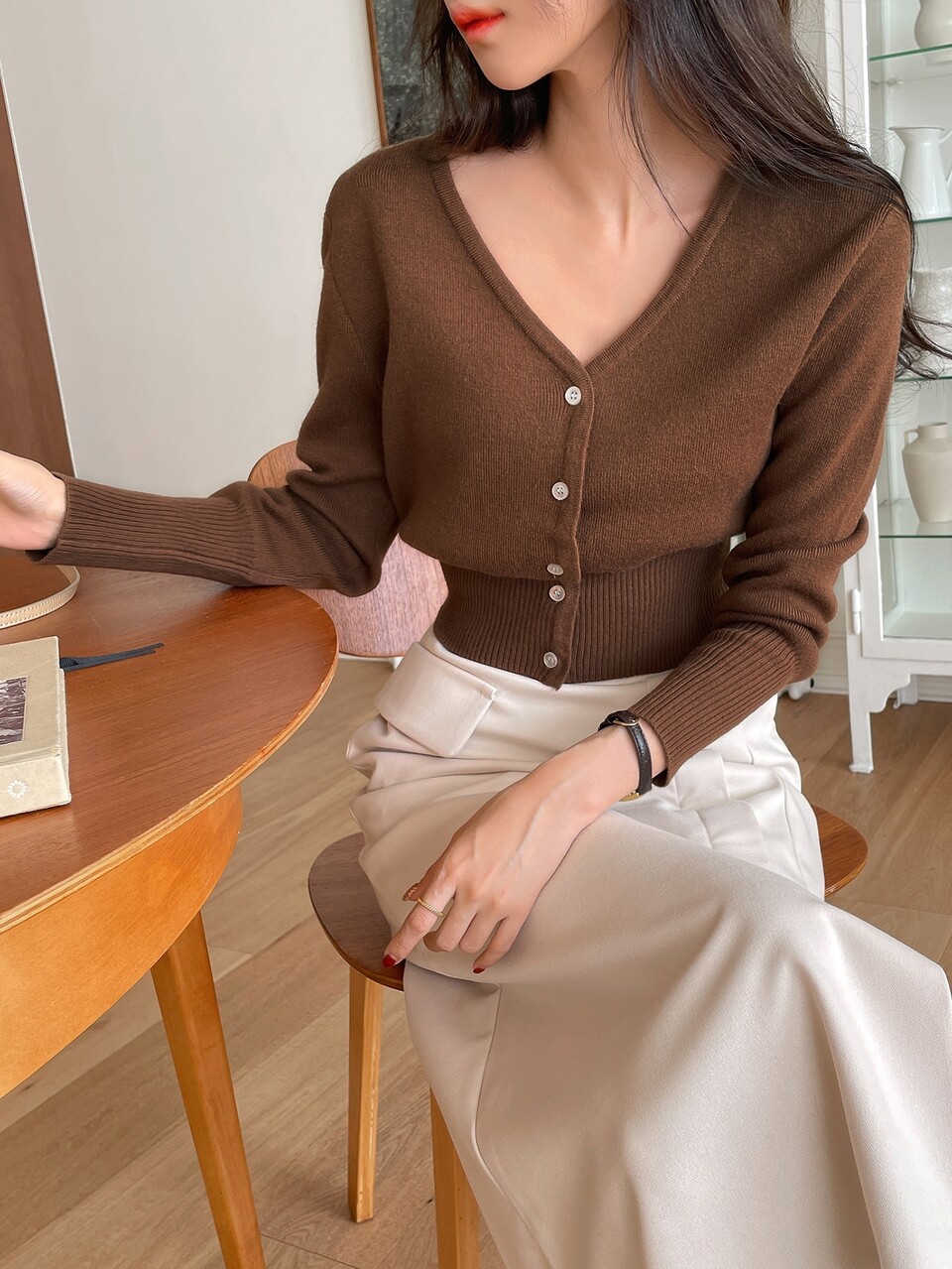 Drop Shoulder Ribbed Knit Cardigan,Fall Clothes Jacket