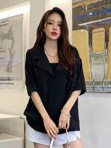 DAZY Patched Pocket Drop Shoulder Longline Blazer - Black - View 6