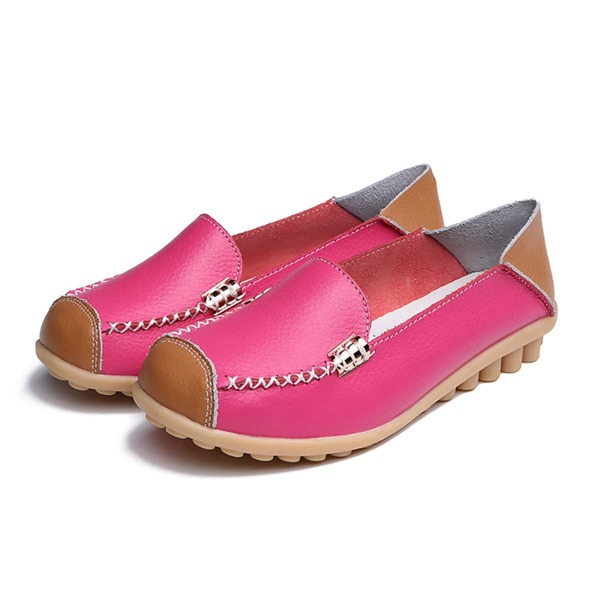 

Litchi Embossed Slip-on Loafers, Pink