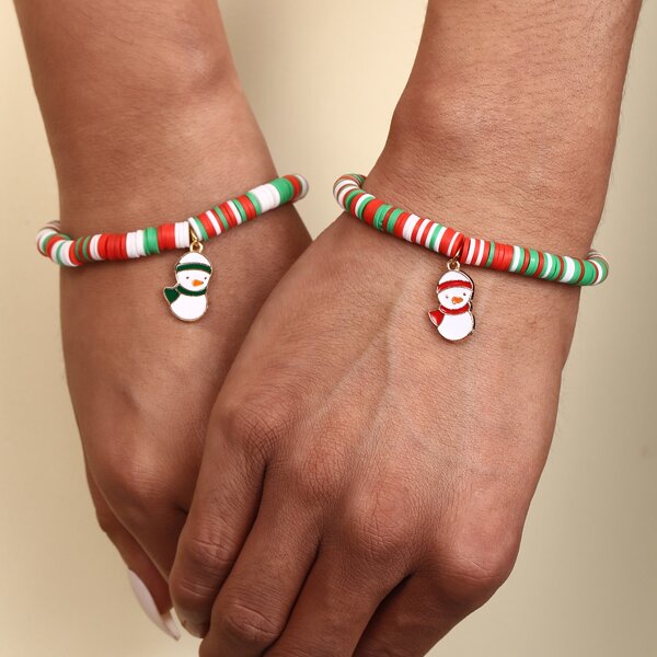 

2pcs Christmas Bracelet, Multicolor