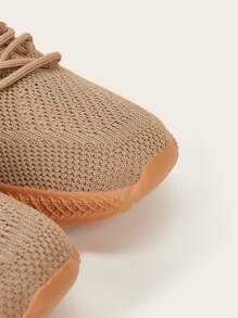 Quilted Knit Lace-up Running Shoes - Rust Brown - View 5